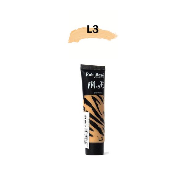 Base Líquida Matte Ruby Rose Efeito Natural L3